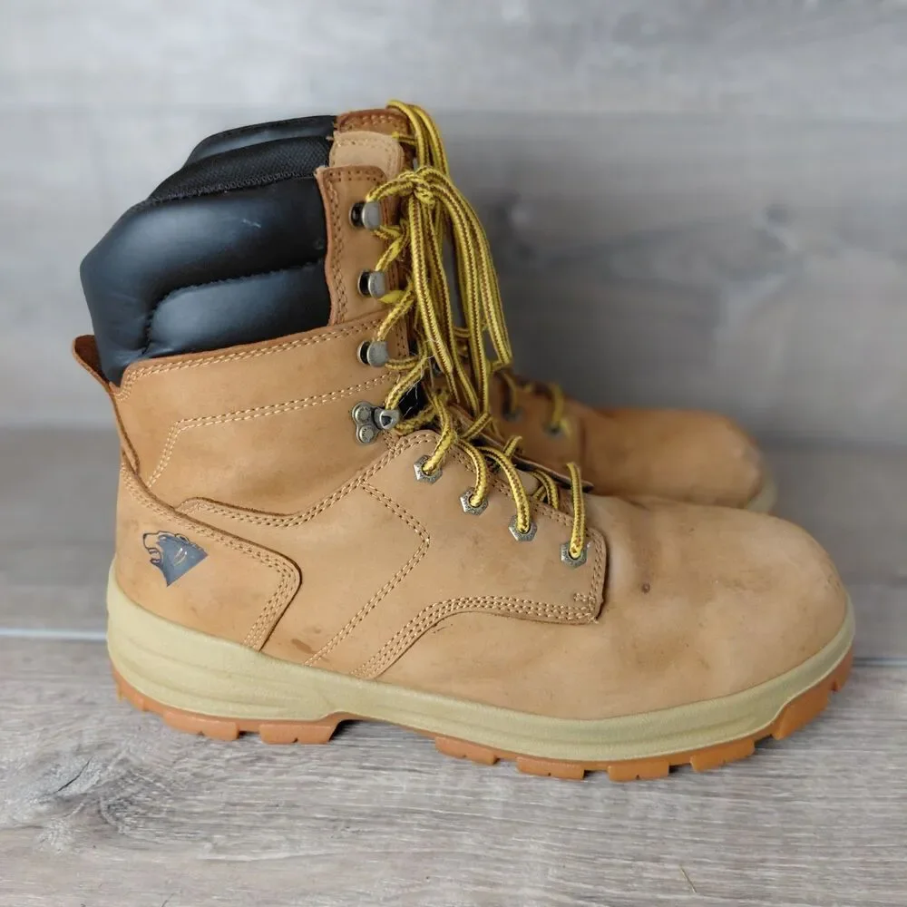 Herman Survivors Grizzly Steel Toe Work Boots Mens Size 12 Wide Tan Leather ASTM